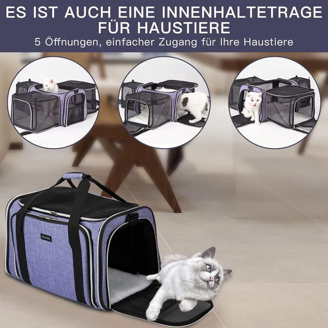 Thumbnail 6 de BAGLHER Airline Approved Cat Carrier Bag – Soft-Side Expandable Pet Travel Carrier with Fleece Pad
