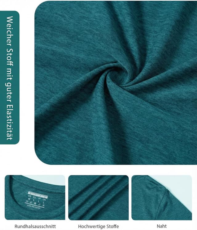 Detalle de MAGCOMSEN Herren Sportshirt atmungsaktiv – leichtes Lauf- und Funktionsshirt mit schnellem Trocknen