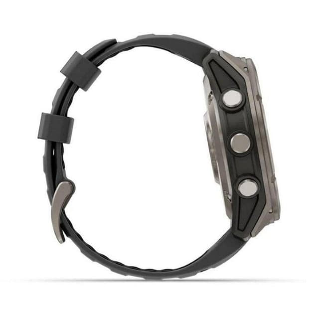 Detalle de Garmin Fenix 8 Pro LTE/NTN satelital 51 mm AMOLED de titanio con correa de silicona negra/gris