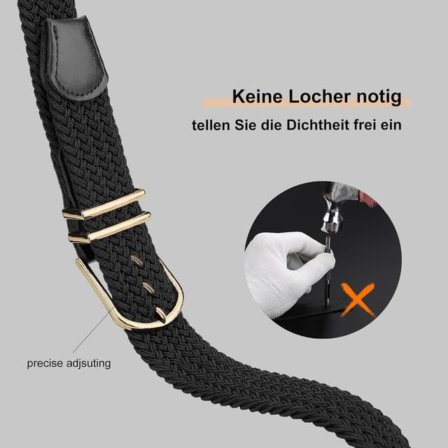 Detalle 2 de WERFORU Unisex geflochtener elastischer Gürtel (2 Stück) – verstellbar für Jeans & Hosen