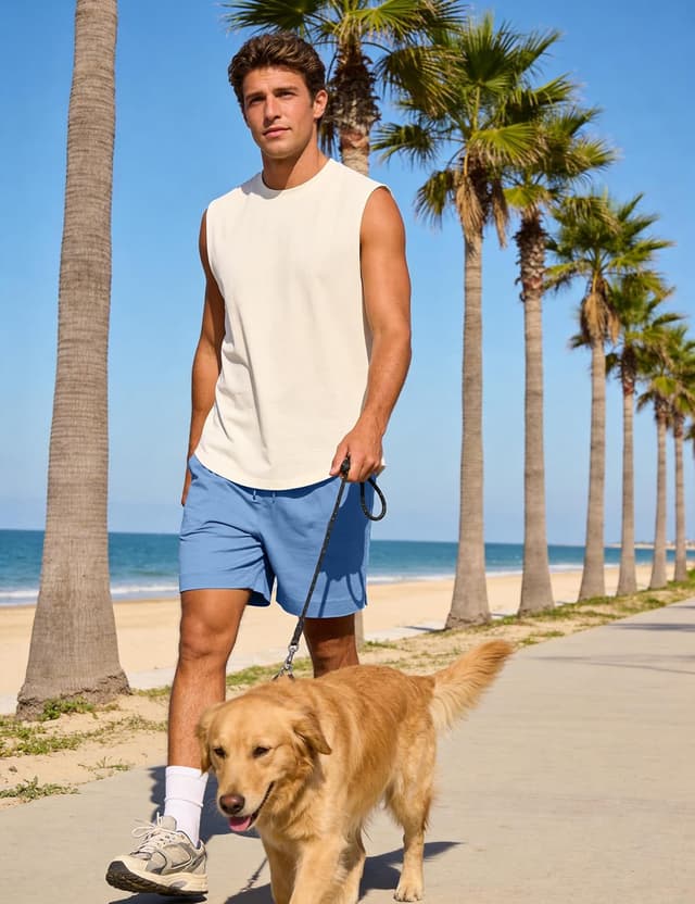 Detalle de Bresdk short de pyjama homme en coton 95%/élasthanne 5% avec cordon et poches