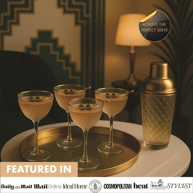 Thumbnail 2 de VEMACITY Ribbed Nick and Nora Glasses 5.4oz