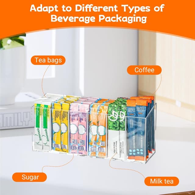 Thumbnail 2 de Acrylic Drink Packet Storage Organizer 6 Compartment