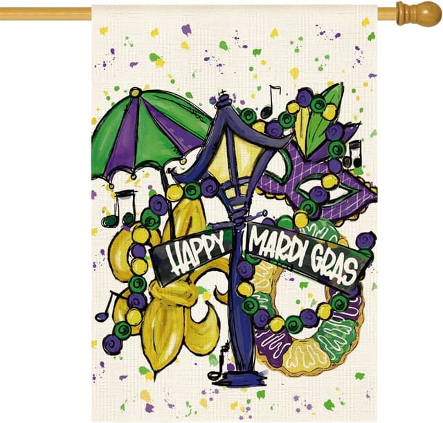 Imagen de AVOIN Happy Mardi Gras Garden Flag 12x18 in. 🎉 en OfertitasTOP