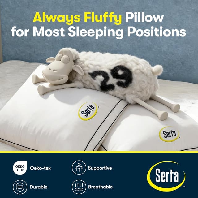 Thumbnail 3 de Serta Hotel Collection Bed Pillows (Queen/Standard) Set of 2, Medium Firm Down Alternative, 400 Thread Count Cotton Cover