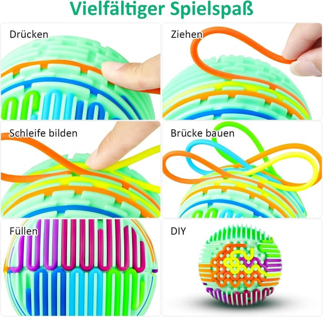 Detalle 1 de Pelota sensorial 16 tiras color azul