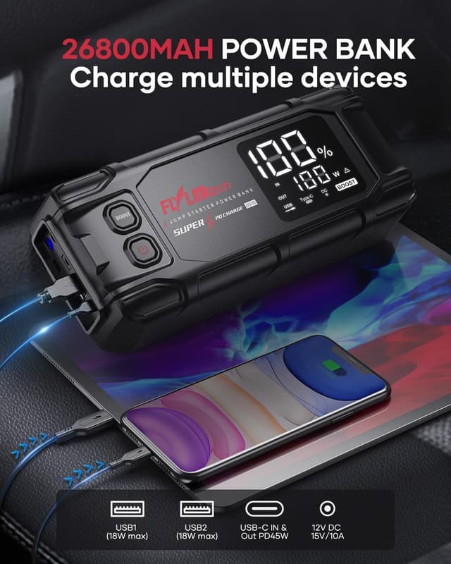 Detalle de FLYLINKTECH BD10 26800mAh 8000A Car Jump Starter