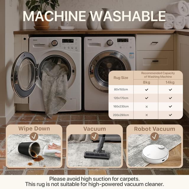 Detalle de BEIMO Tapis salon moderne double face 160x230 cm gris, lavable en machine