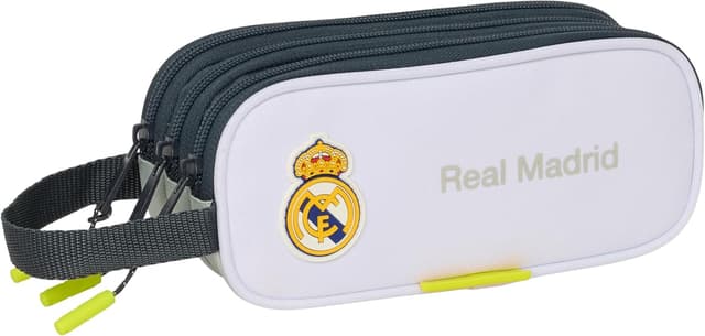 Detalle de Trousse Real Madrid Édition 25/26 SAFTA à 3 compartiments zippés (21 x 7 x 8,5 cm)