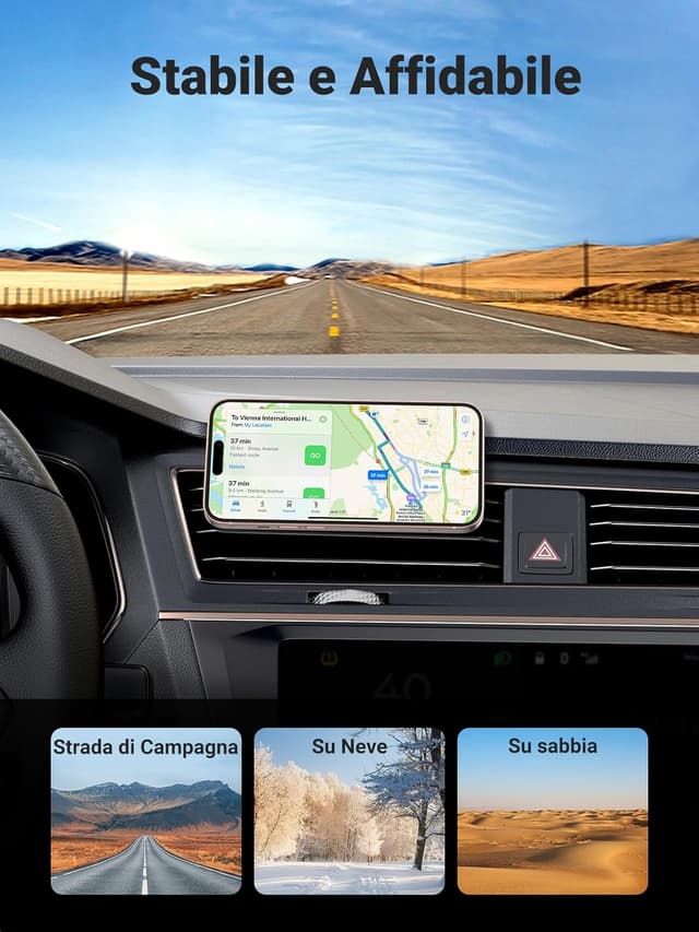 Detalle de UGREEN Porta Cellulare Auto con magneti al neodimio e rotazione 360° per iPhone e Galaxy