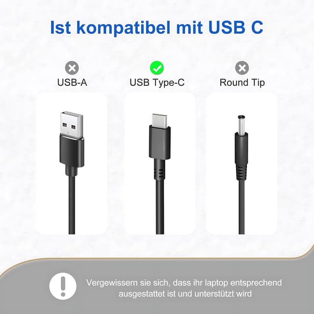Detalle de 65W Lenovo USB‑C Laptop-Ladekabel Netzteil (USB‑C Type‑C) für Lenovo ThinkPad/IdeaPad/Yoga/Chromebook – 10FT