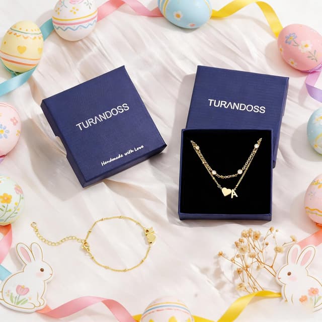 Thumbnail 6 de Turandos Initialenarmband mit Herz & Buchstaben, goldfarben vergoldet (14K) mit Zirkonia – für Damen & Mädchen