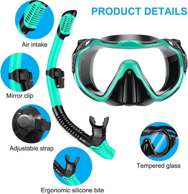 Detalle 2 de Mengine Snorkel Set for Adults, Dry Snorkel