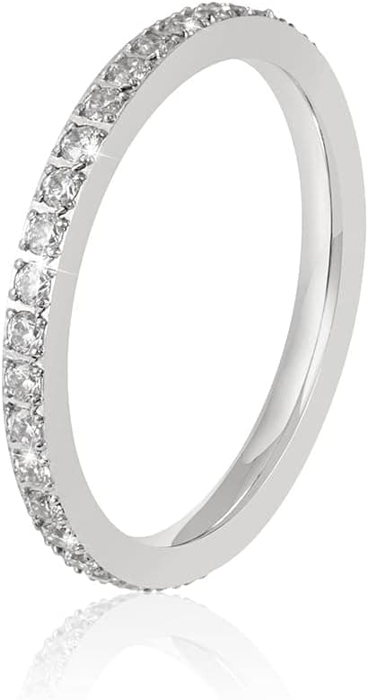 Detalle de GD GOOD.designs anello di zirconia da donna impermeabile, in acciaio con rivestimento oro/argento e taglie EU 52-58