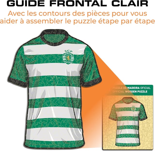 Thumbnail 6 de Iconic Puzzles Sporting CP Maillot — puzzle en bois 100% durable, taille M, 270 pièces