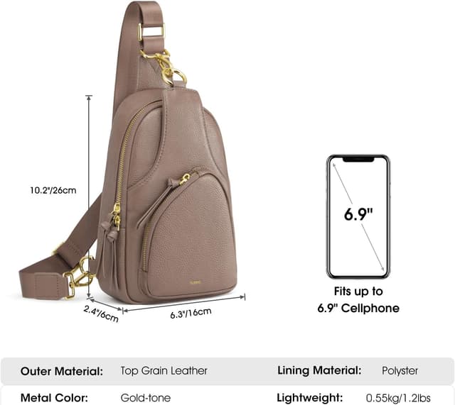 Detalle de Kattee borsa a tracolla da donna in pelle con blocco RFID