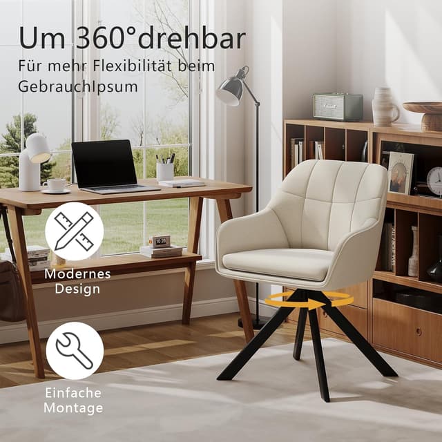 Detalle 2 de Goeurvant Drehstuhl Esszimmer Beige 4er Set