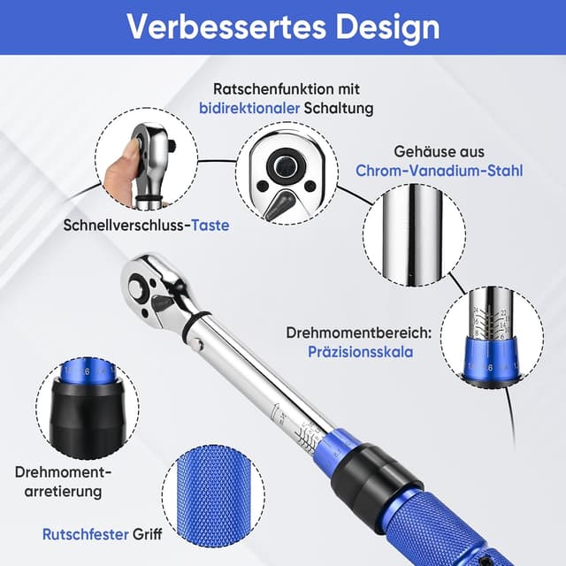 Thumbnail 1 de Philtool 15TLG Drehmomentschlüssel Set für Fahrrad & Zubehör, 2–24 Nm (1/4 Zoll, 72-Zähne-Umschaltknarre)