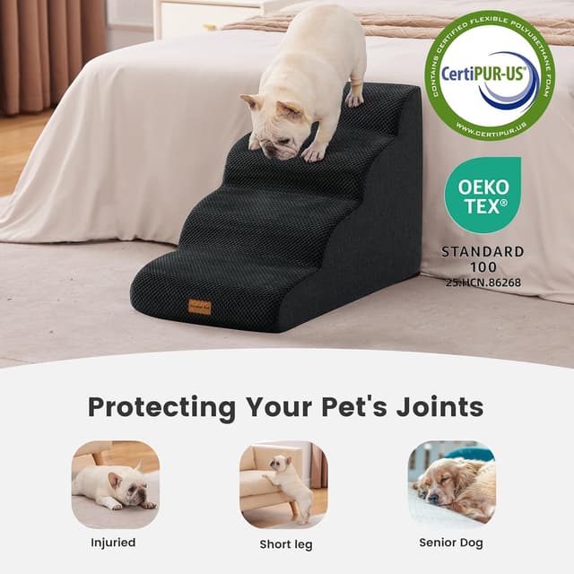 Detalle 2 de Gardner Pet Scala per Cani Piccoli 50 cm, 4 gradini: rampina in schiuma antiscivolo e impermeabile