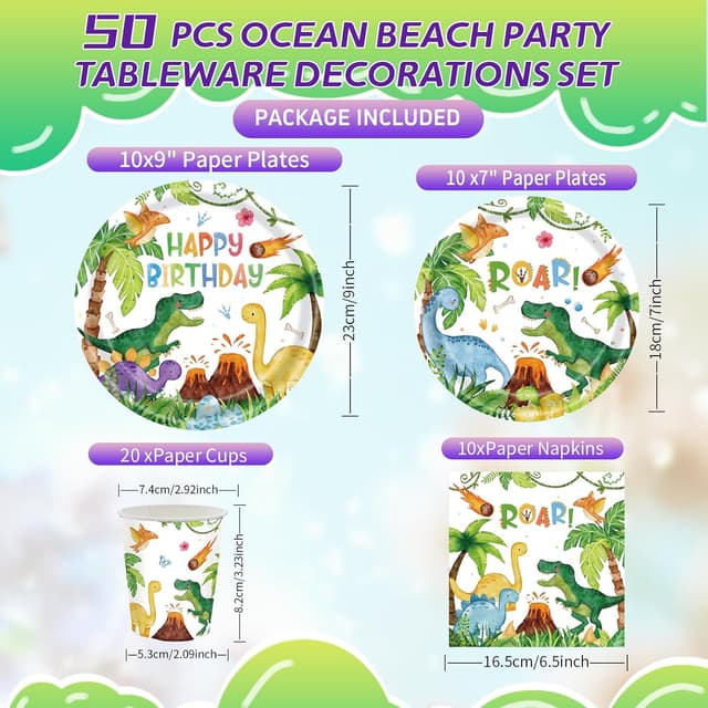 Thumbnail 1 de CANCJ Dinosaurier Partygeschirr Set für 10 Gäste
