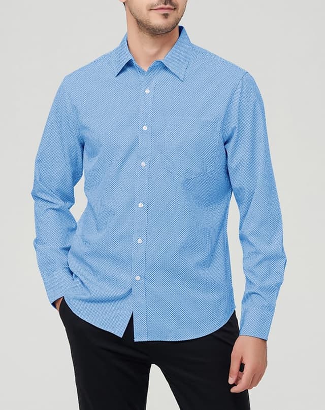 Detalle de Misfuso Herren Langarm-Shirt (Slim Fit/Regular Fit) aus Baumwolle – Freizeithemd als T-Shirt-Alternative