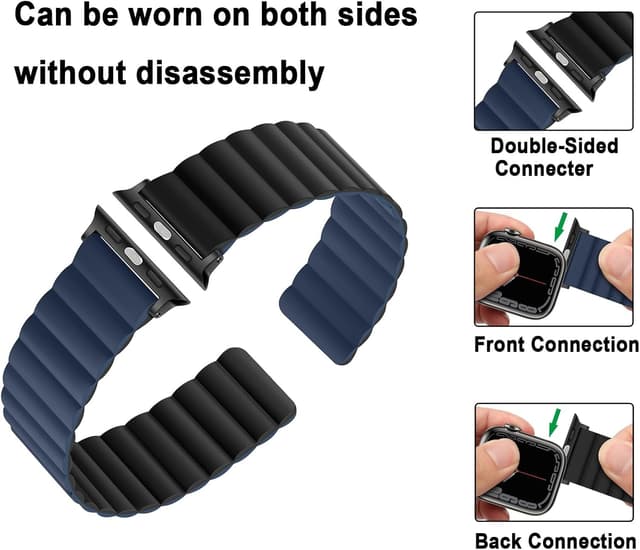 Detalle de Anlinser Magnetic Bands for Apple Watch (49/46/45/44/42/41/40/38mm) — Double-Sided Reversible Silicone Strap