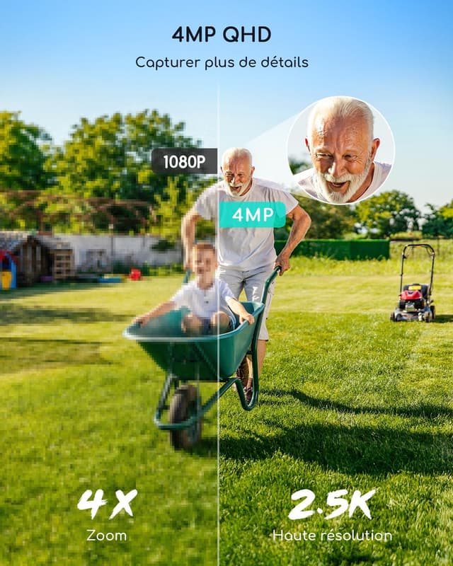 Detalle de COOAU 4MP Surveillance WiFi 2,5K 64 Go