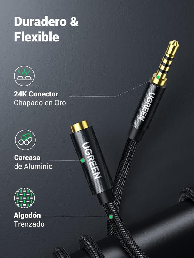 Thumbnail 4 de UGREEN Alargador Jack 3.5 con micrófono 2m