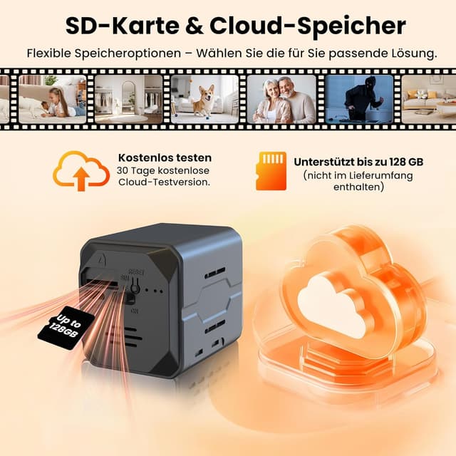 Detalle 2 de 4K Mini Kamera für Innen, 2800 mAh Akku