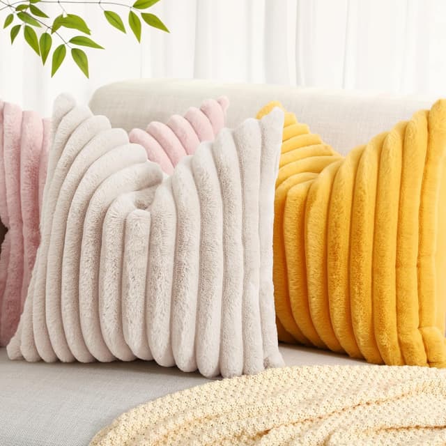 Thumbnail 5 de decorUhome Faux Fur Pillow Covers 18x18 Set of 2 🛋