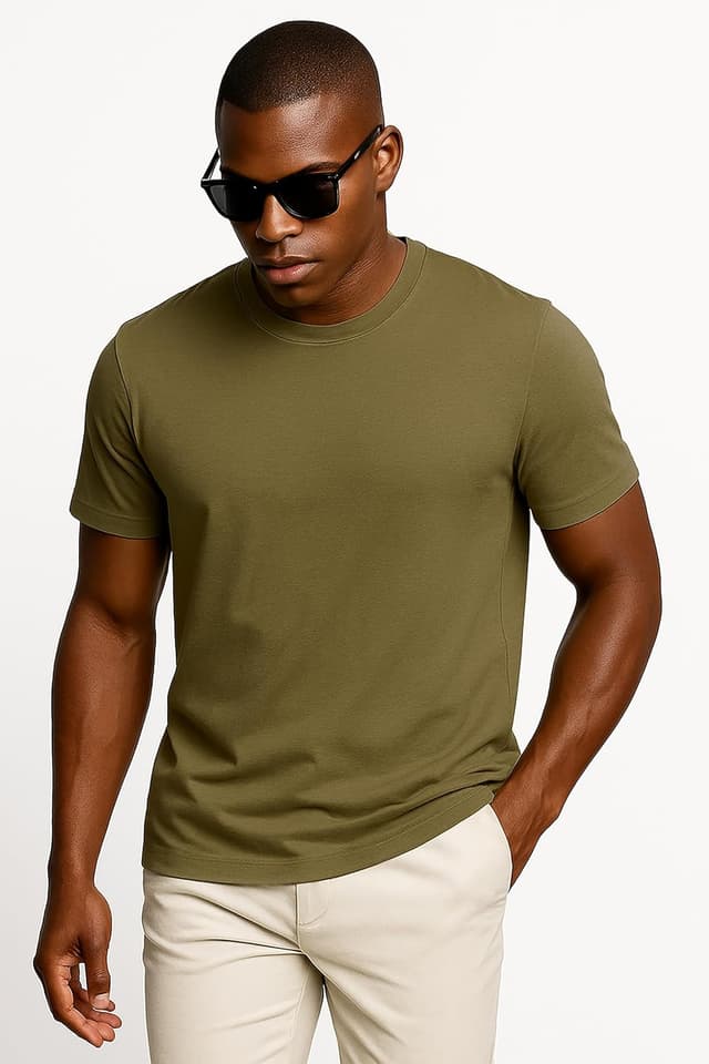 Detalle 2 de Leif Nelson LN920 T-shirt d’été homme à col rond en coton, coupe slim