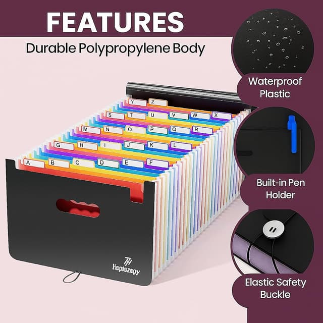 Detalle 2 de Heptazopy File Organiser 26-folder A4 document organiser