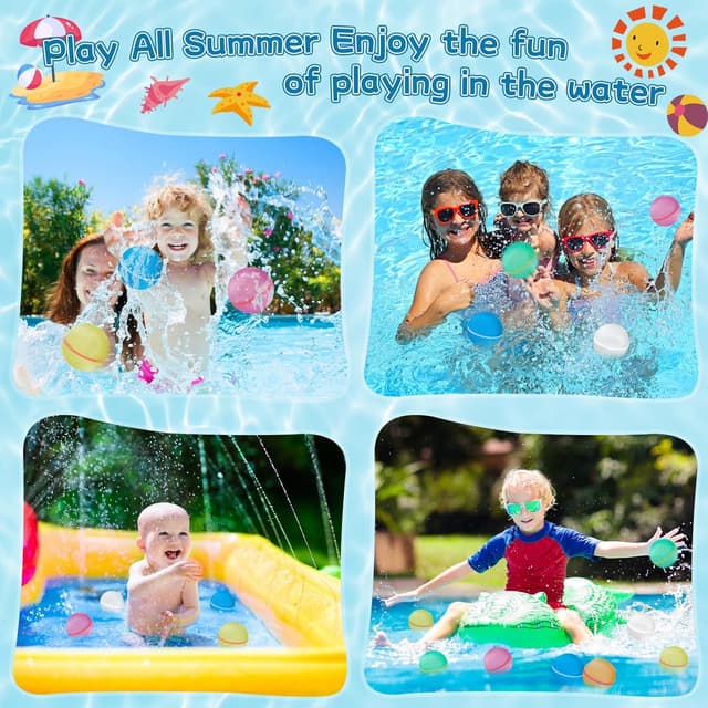 Detalle de CNMTCCO 12PCS Reusable Water Balloons – fast fill magnetic silicone spray balls for pool, beach & parties