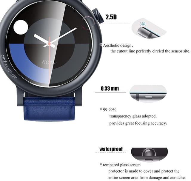 Detalle de AOKUMA Tempered Glass Screen Protector for Nothing CMF Watch Pro 2 (2 Pack)