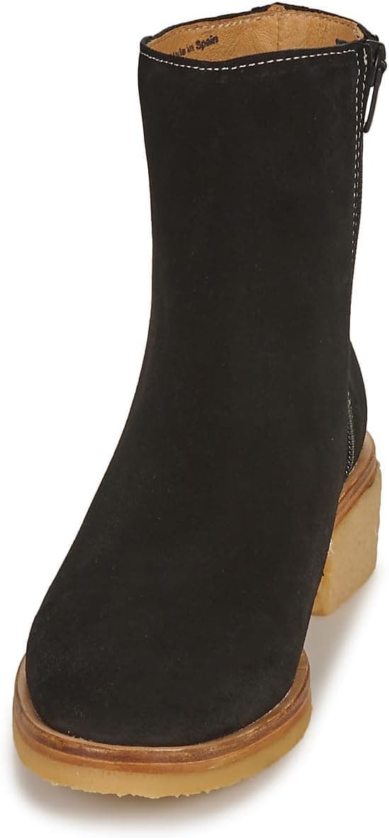 Detalle de El Naturalista Irati Low Boots für Damen – graue Stiefeletten aus Leder mit Reißverschluss