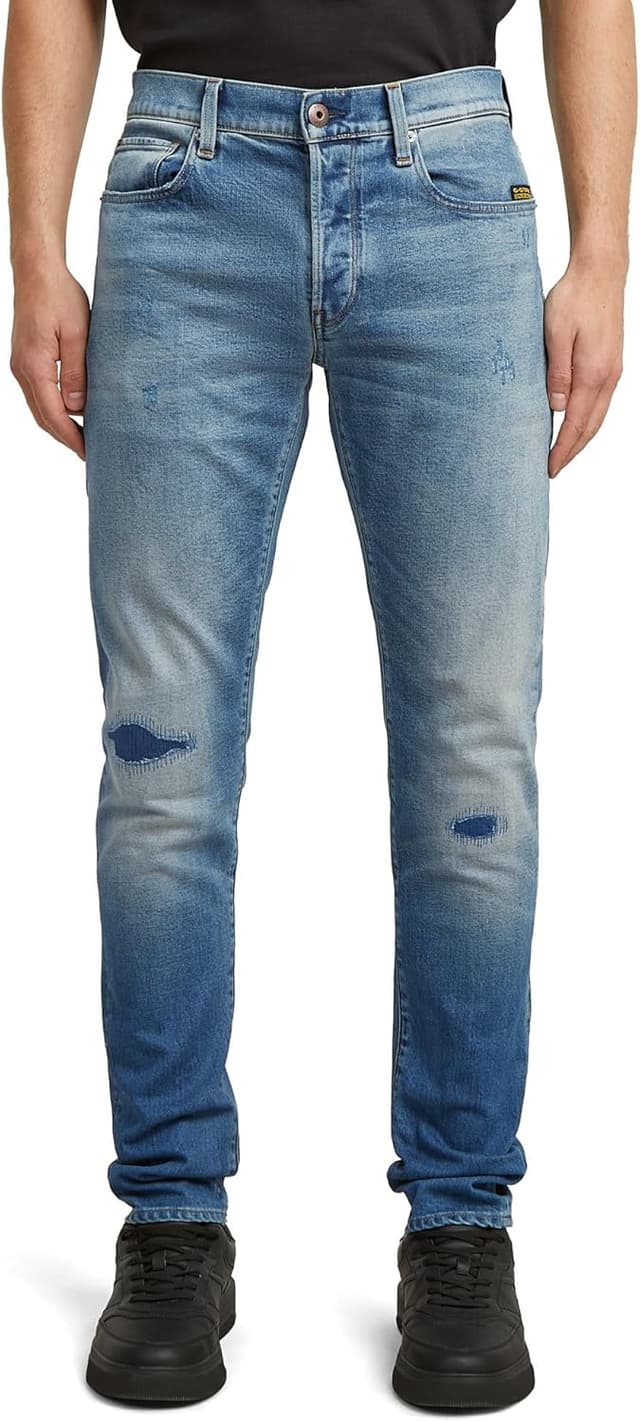 Detalle de G-Star Herren 3301 Slim Jeans mit Knopfverschluss und 5 Taschen