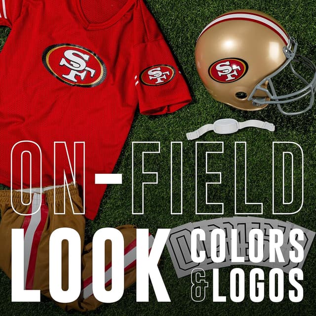 Detalle 2 de Franklin Sports NFL Kids Football Uniform Set for San Francisco 49ers (Youth Small, Ages 4–6)