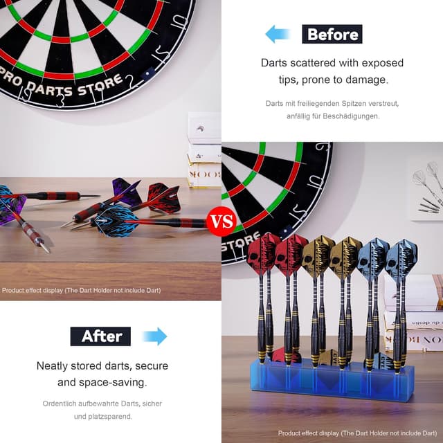 Detalle de CyeeLife présentoir de fléchettes en acrylique transparent – support pour 12 fléchettes (bleu)