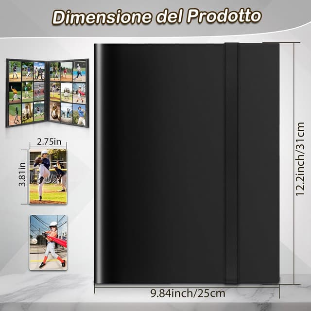 Detalle de Album raccoglitore 468 carte (9 tasche per pagina) impermeabile in PU per MTG/TCG/Calcio-Baseball e figurine da scambio – Nero