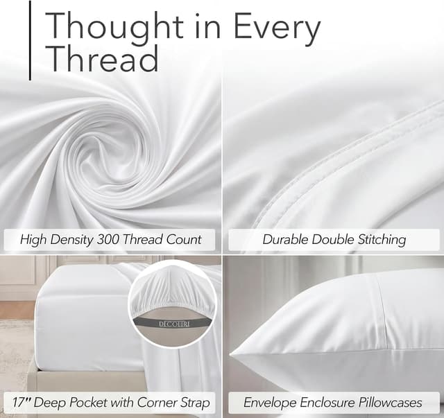 Thumbnail 3 de DECOLURE 100% Viscose Bamboo Sheets Queen 6Pc 17