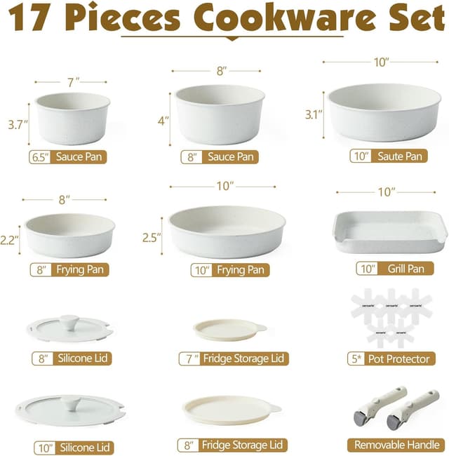 Detalle 2 de SENSARTE 17-Piece Nonstick Cookware Set