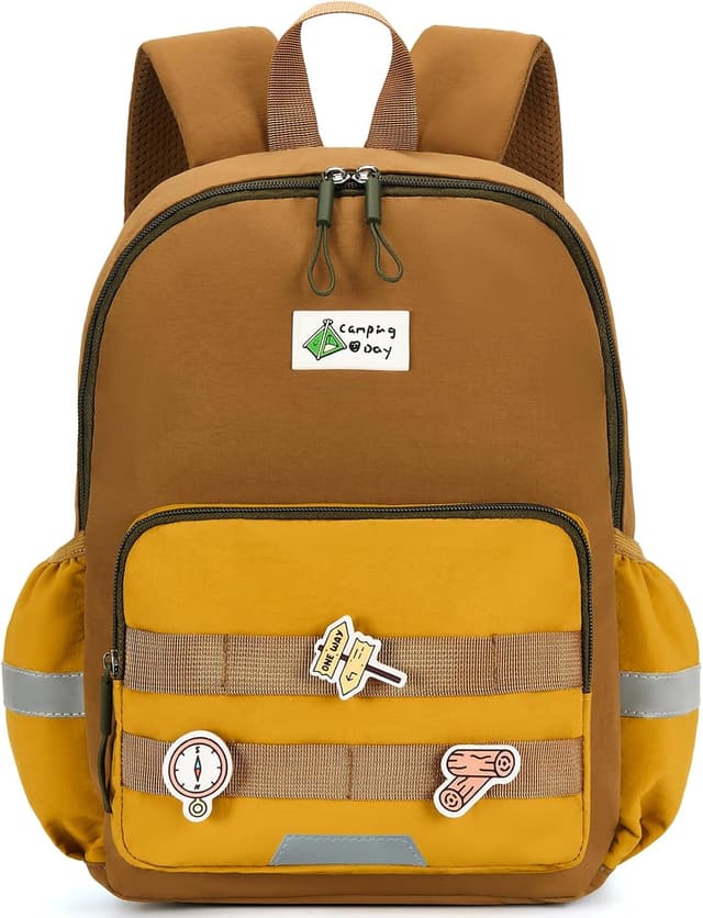 Detalle de PROTAURI sac à dos enfant maternelle avec sangle de poitrine et bandes réfléchissantes (kaki, 3–7 ans)