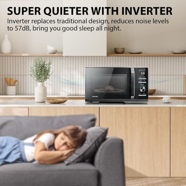 Detalle 2 de Toshiba Black 25L 900W Digital Microwave Oven (MW3-AM25PFI(BK)) with Origin Inverter