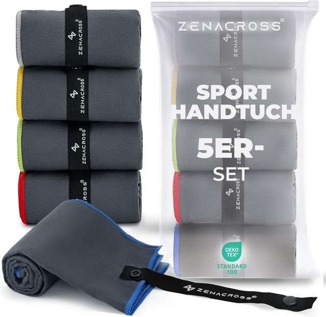 Detalle de ZENACROSS ZENACROSS Sporthandtuch 5er-Set 40 x 77 cm