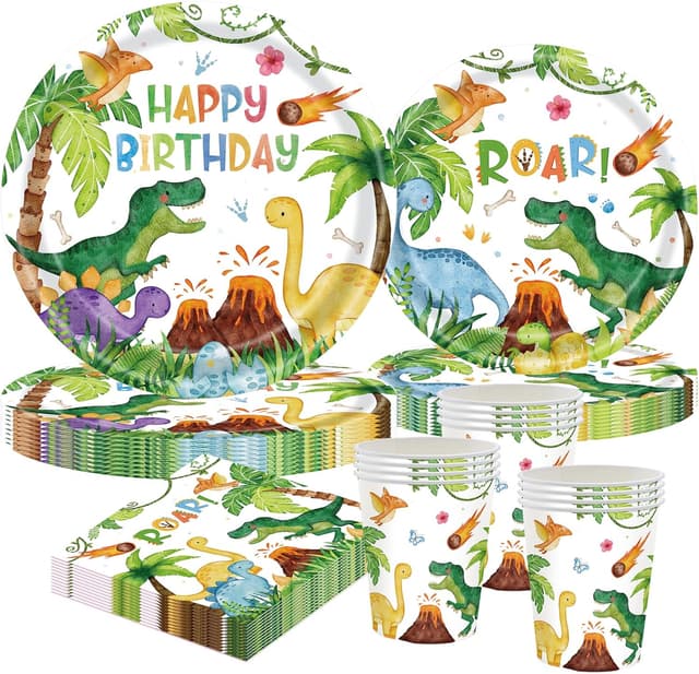 Imagen de CANCJ Dinosaurier Partygeschirr Set für 10 Gäste en OfertitasTOP