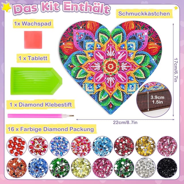 Detalle 2 de Bastelset Diamond Painting Schmuckkästchen für Mädchen 🎨