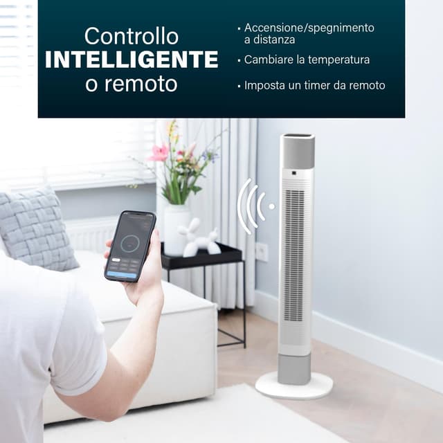 Detalle 2 de Princess ventilatore a colonna silenziosa bianco da 103 cm: 3 modalità, 3 velocità e oscillazione