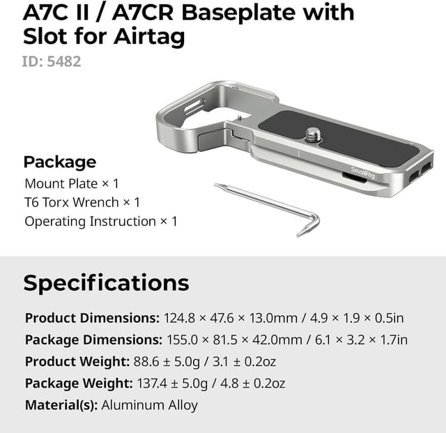 Thumbnail 6 de SmallRig A7C II/A7CR Grundplatte 5482 mit Arca-Schnellwechsel und AirTag-Slot (nur für Sony Alpha 7C II / 7CR)