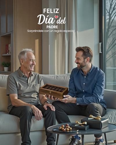 Detalle 2 de SONGMICS Caja para relojes 12 compartimentos Nogal