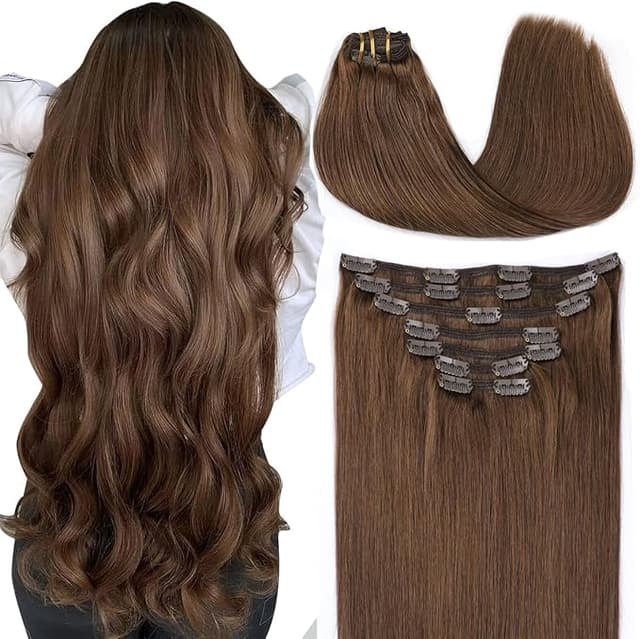 Detalle de SURNEL Extensiones de Pelo Natural Clip 45cm Castaño Chocolate